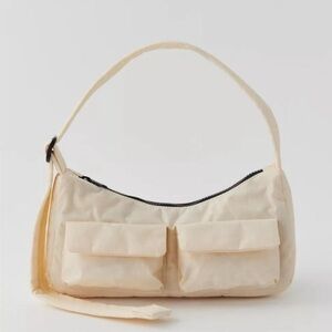 NWT BAGGU Cargo Nylon Shoulder Bag - Ivory
